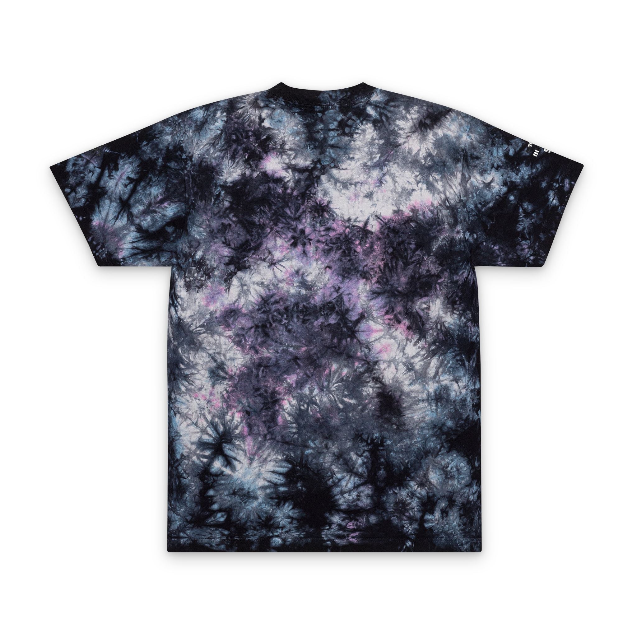 Embroidered 'Cosmic Gemz' Black & Gray Tie-Dye Oversized T-Shirt