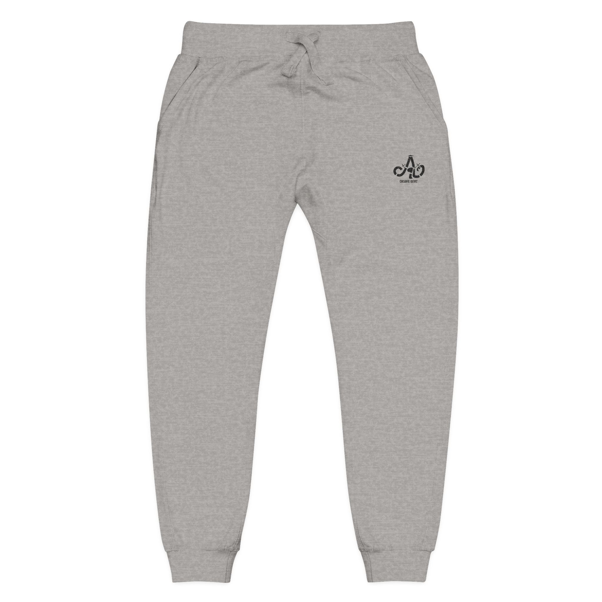 Embroidered Fleur Joggers — Minimal Monogram Fleece Sweatpants