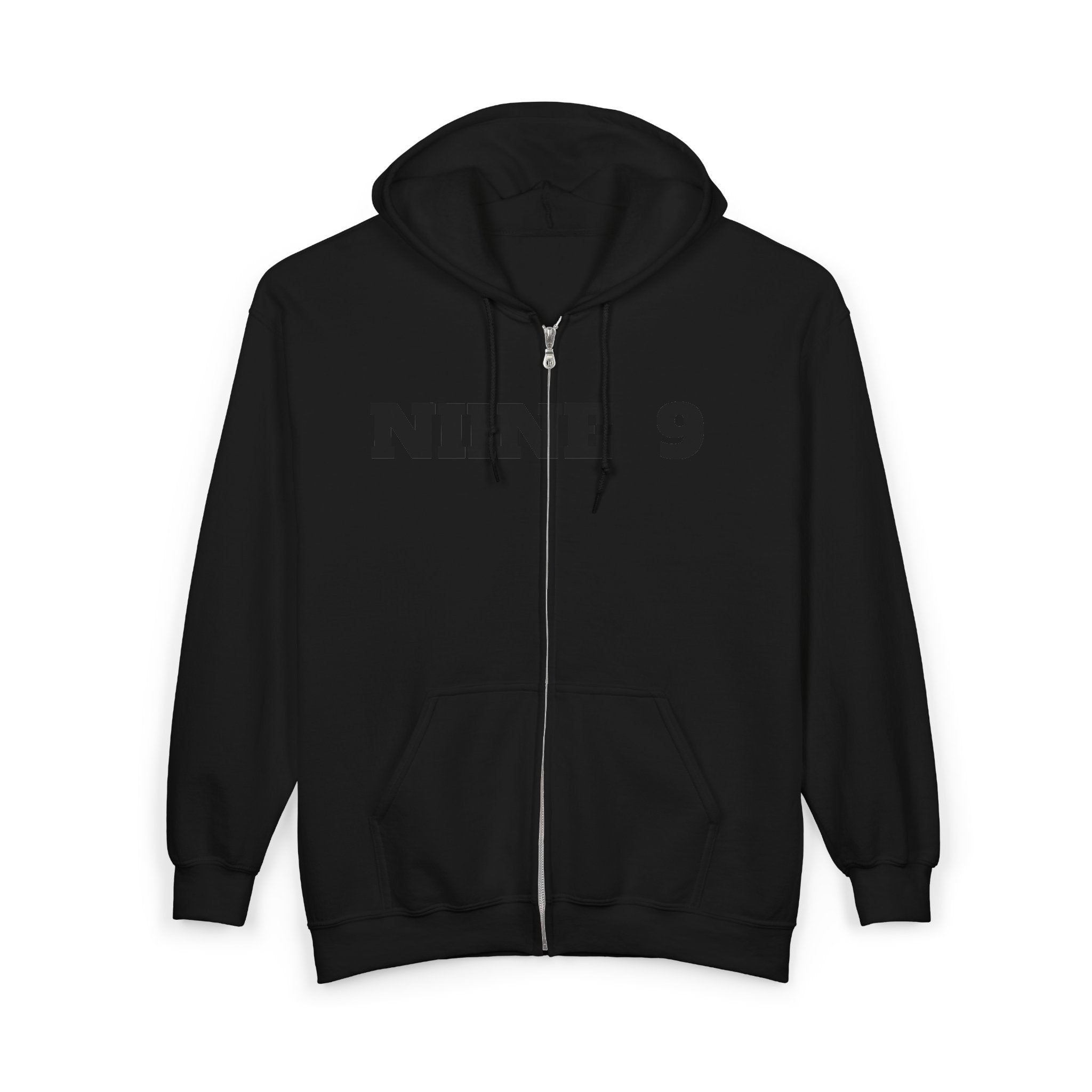 Black Zip Hoodie with Subtle Rhinestone Crown Design