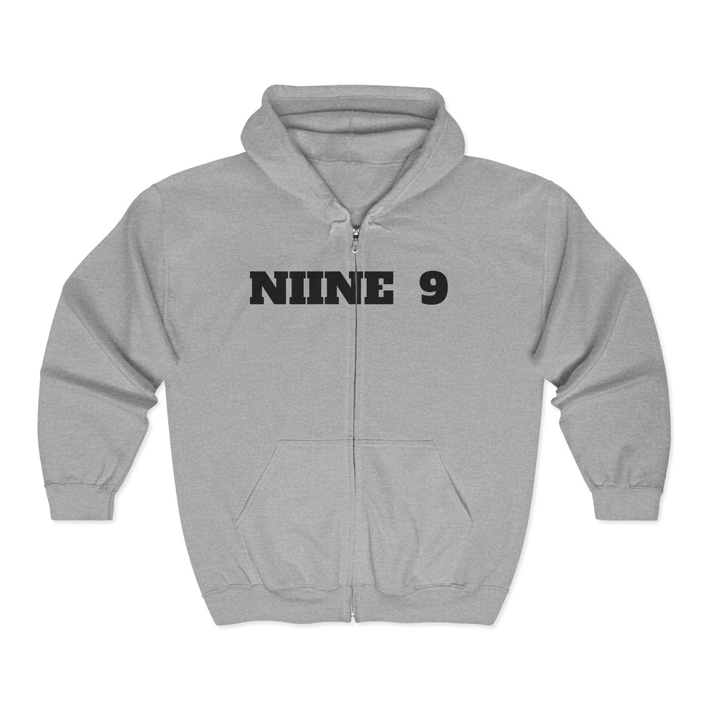 Black Zip Hoodie with Subtle Rhinestone Crown Design