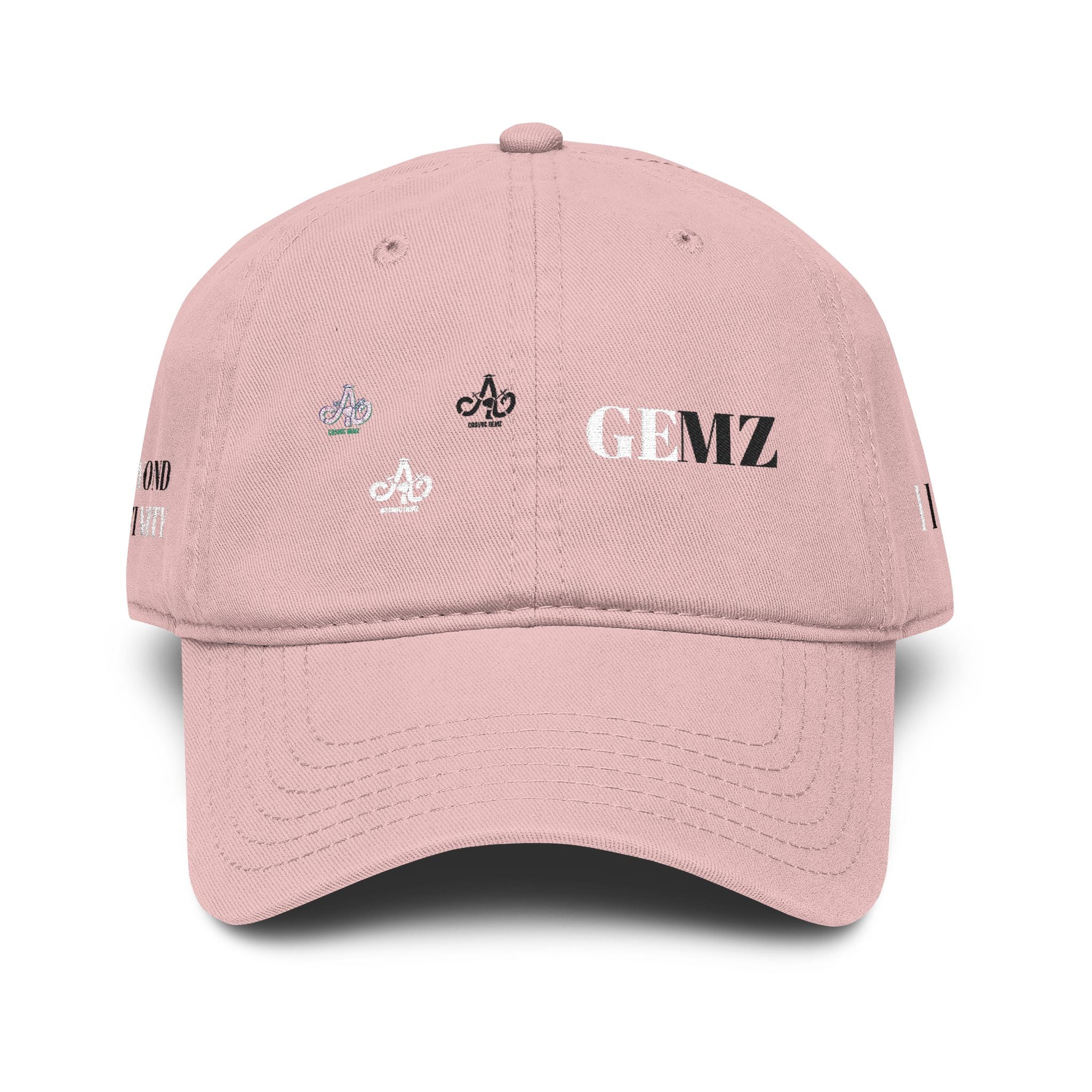 Washed Black Baseball Cap — Distressed 'GE' & Fleur-de-Lis Graphic Hat