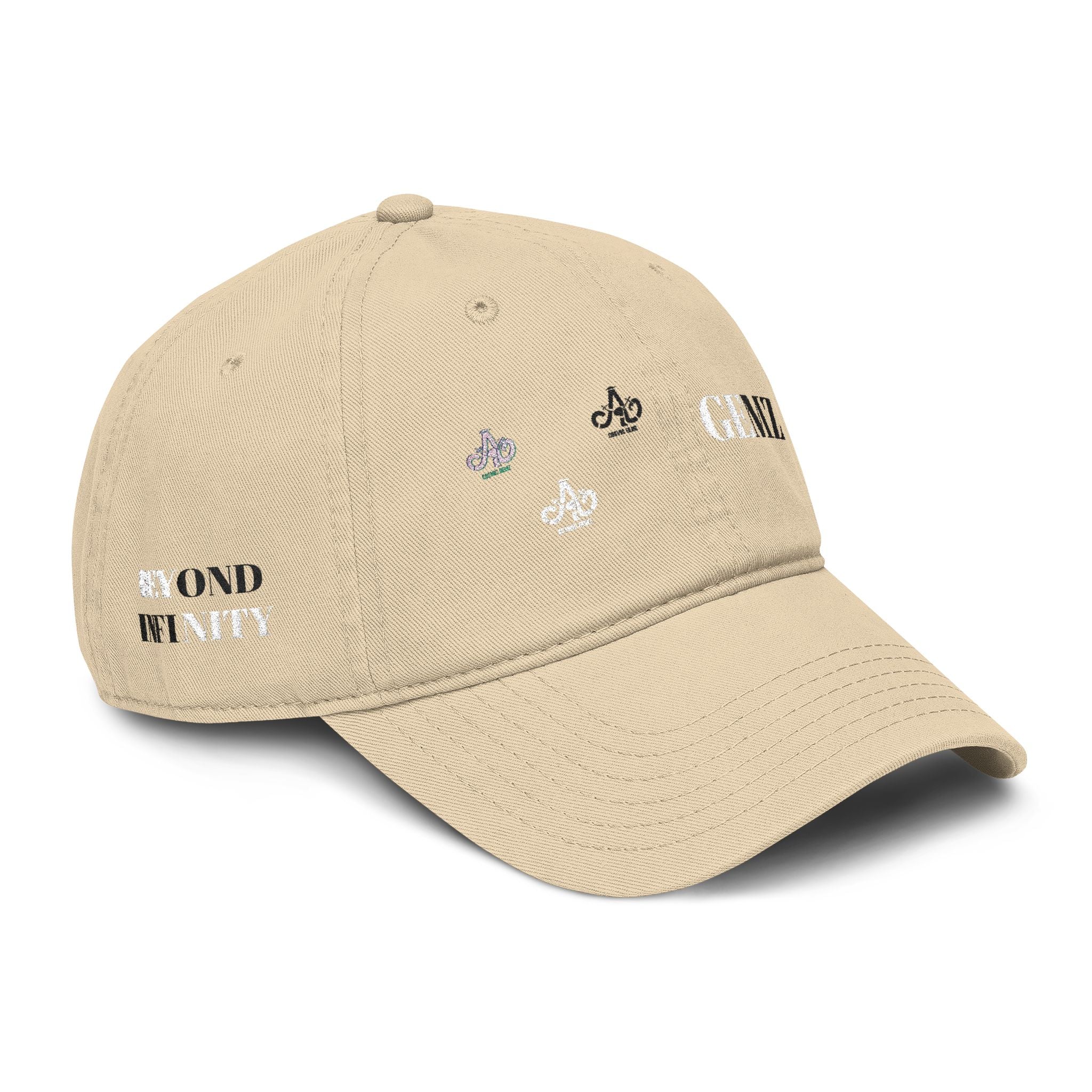 Washed Black Baseball Cap — Distressed 'GE' & Fleur-de-Lis Graphic Hat