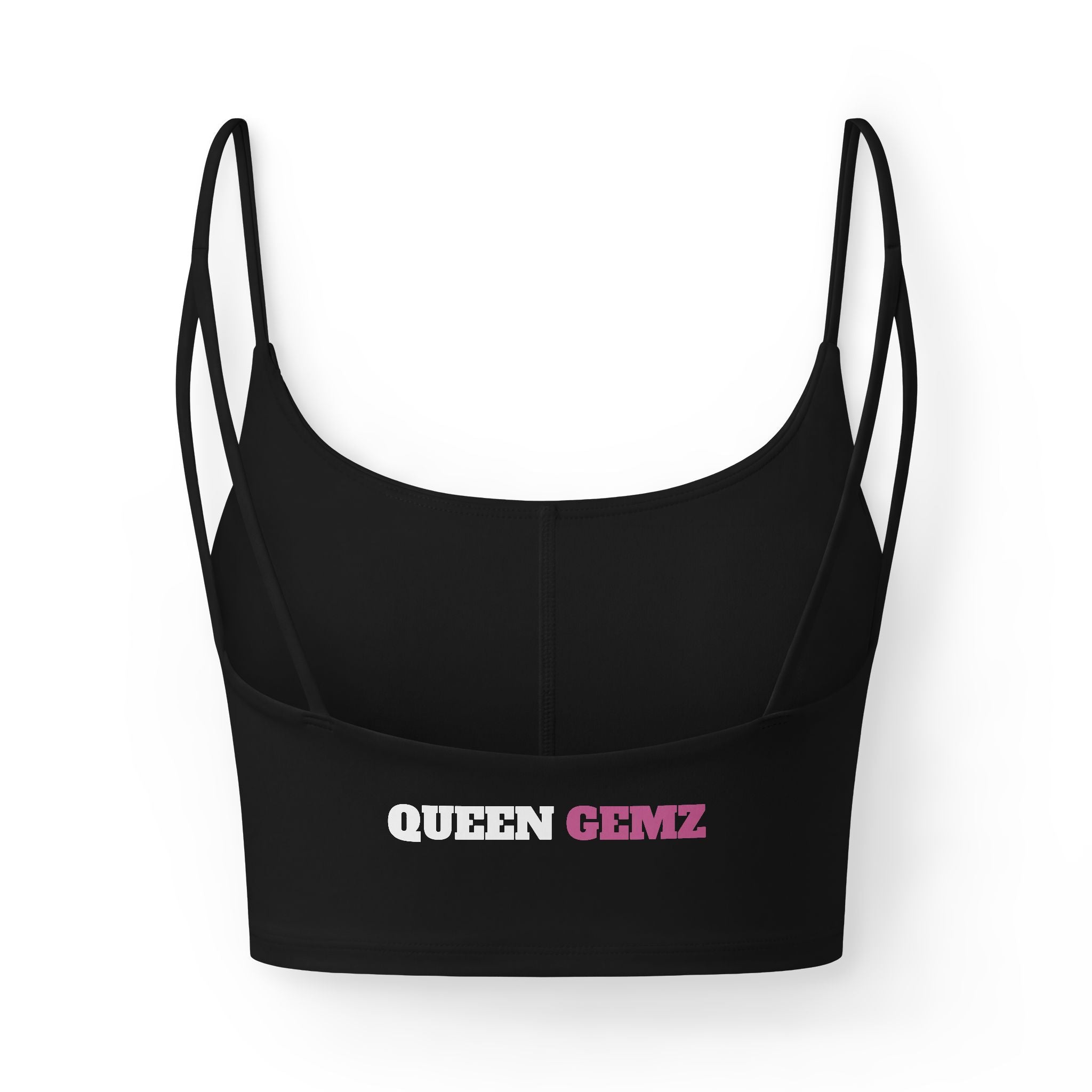 Women's Luxe Bra — 'Queen Gemz' Logo Crop Bralette (Black)