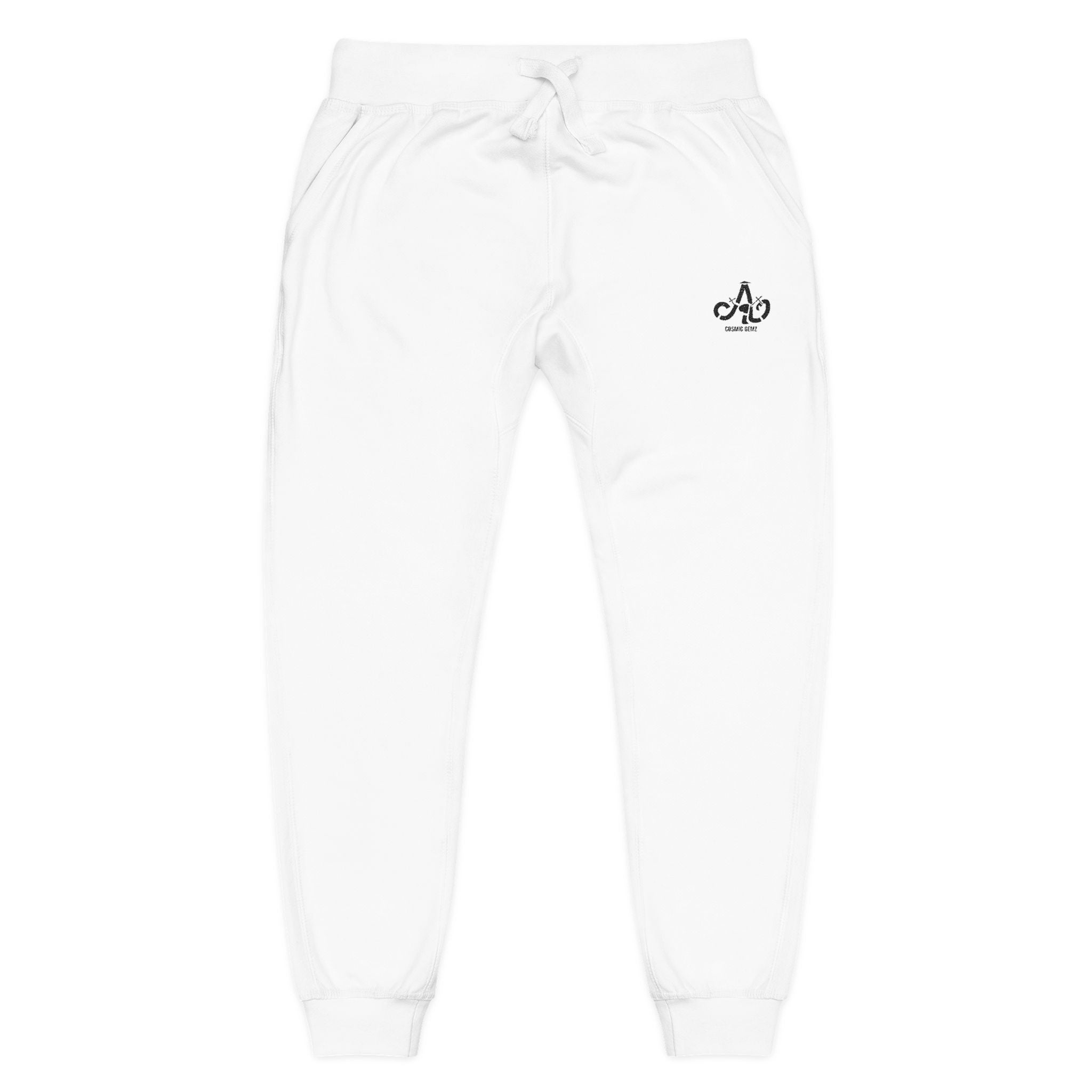 Embroidered Fleur Joggers — Minimal Monogram Fleece Sweatpants