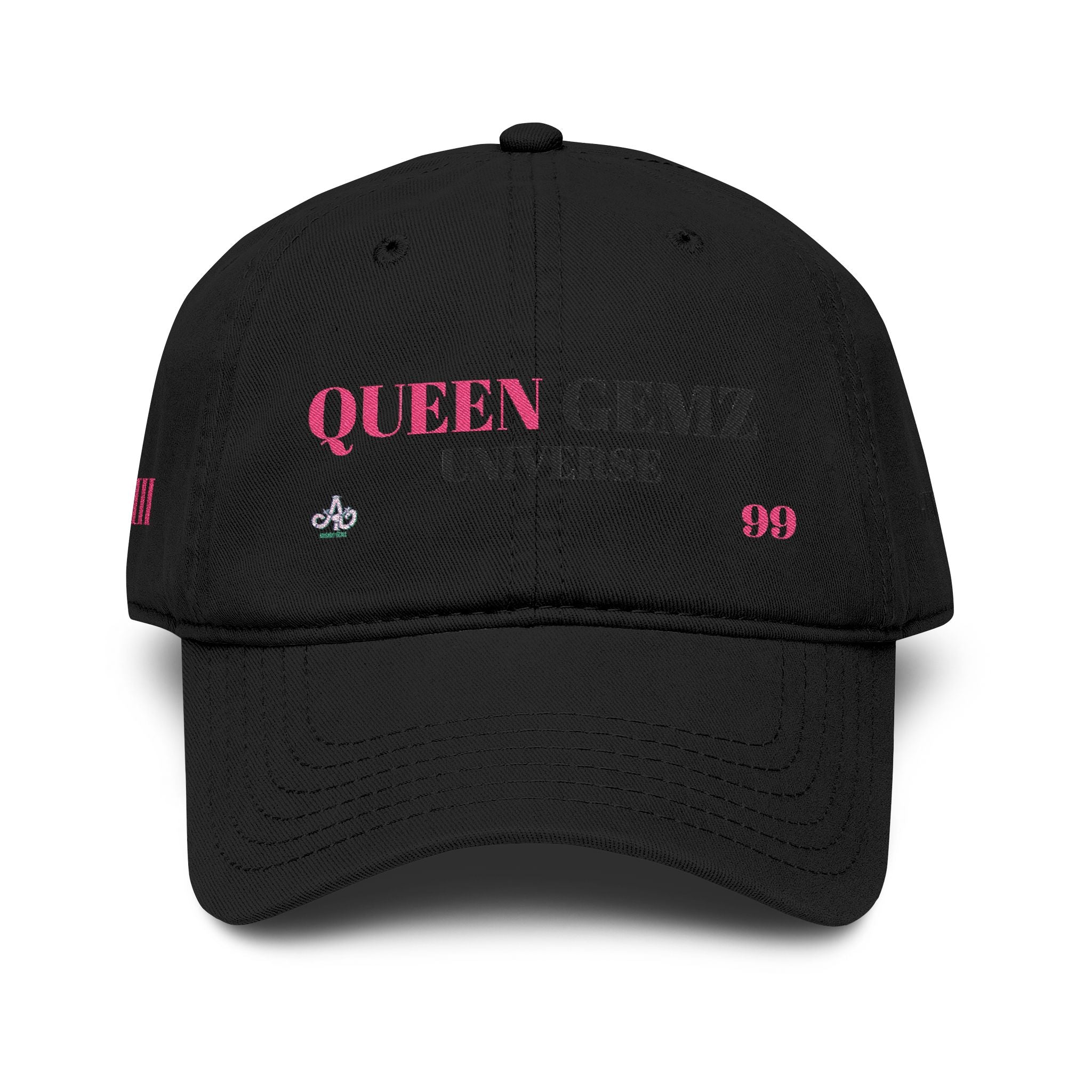 Queen Sewz Embroidered Washed Baseball Cap — Pink Accent Crown Hat