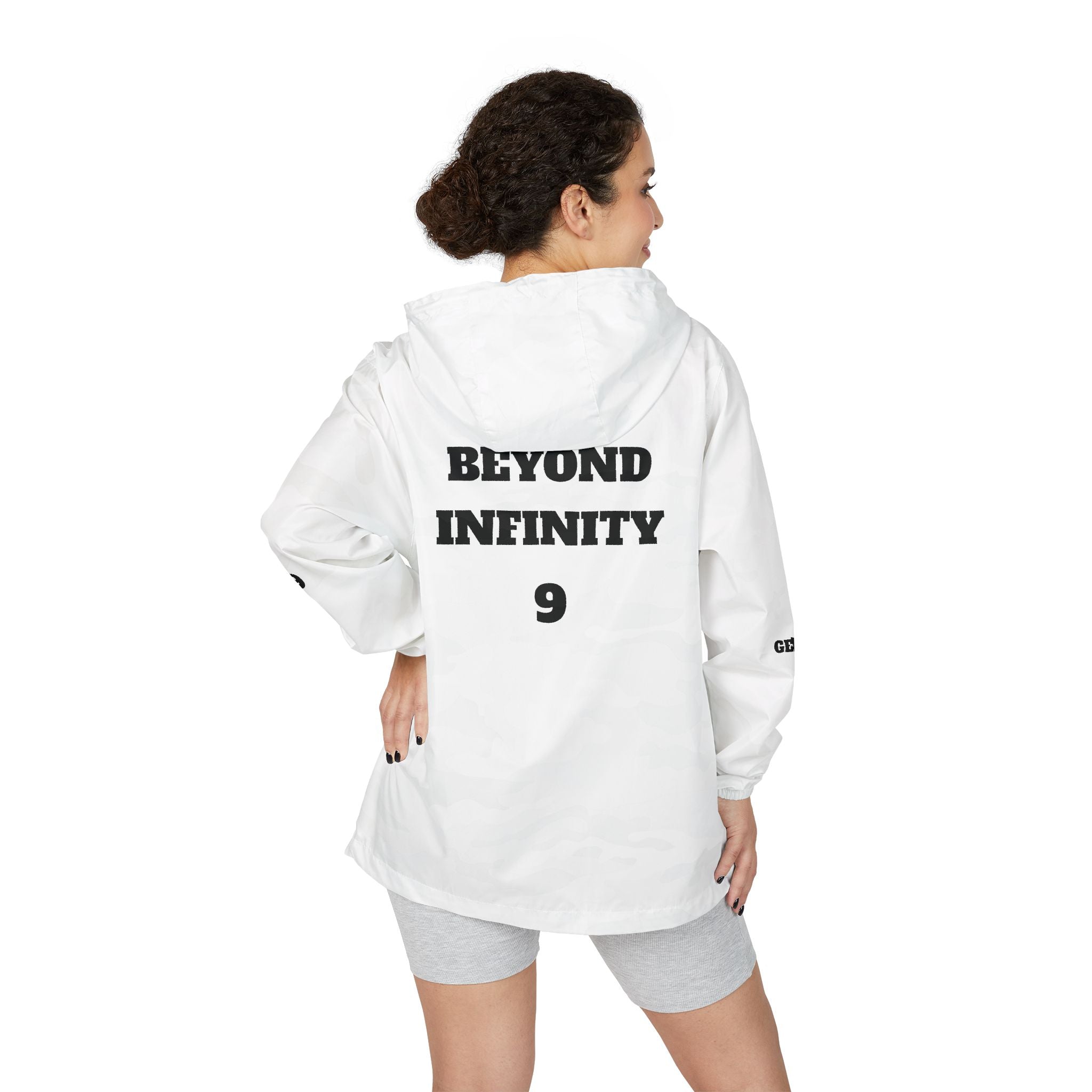 Windbreaker Jacket — "Beyond Infinity 9" Graphic Hooded Windbreaker