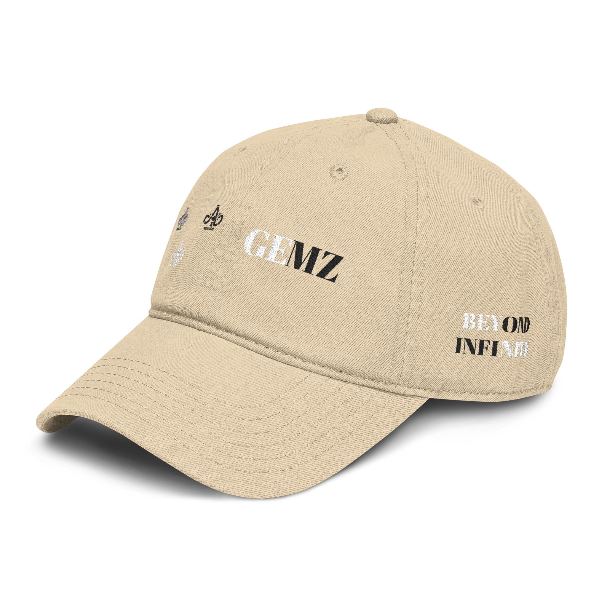 Washed Black Baseball Cap — Distressed 'GE' & Fleur-de-Lis Graphic Hat
