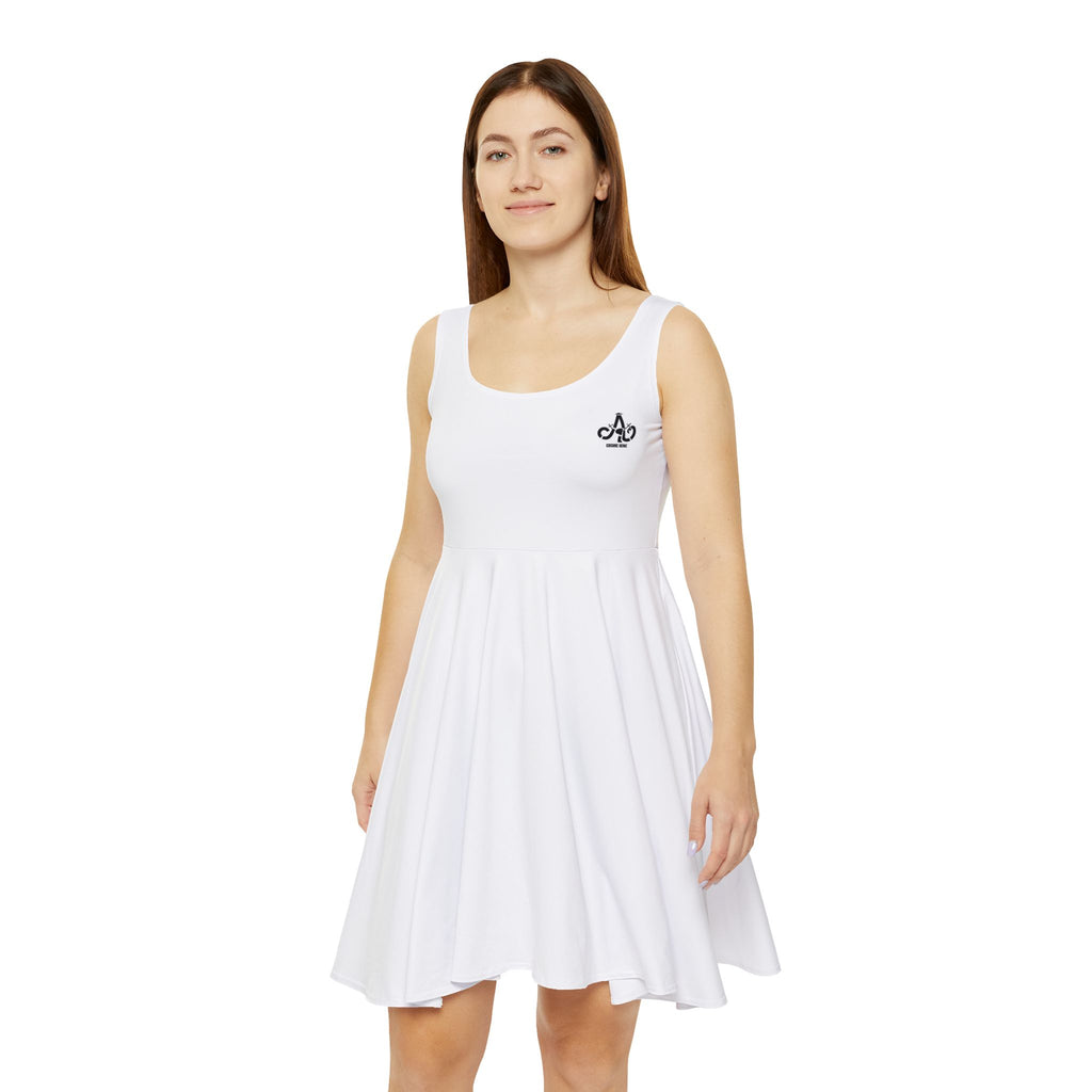 Queen Gemz White Skater Dress — Printed AOP Women's Fit