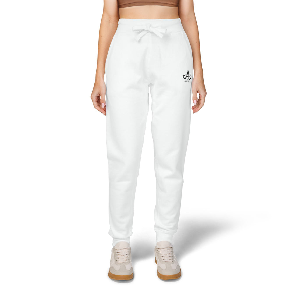 Embroidered Fleur Joggers — Minimal Monogram Fleece Sweatpants