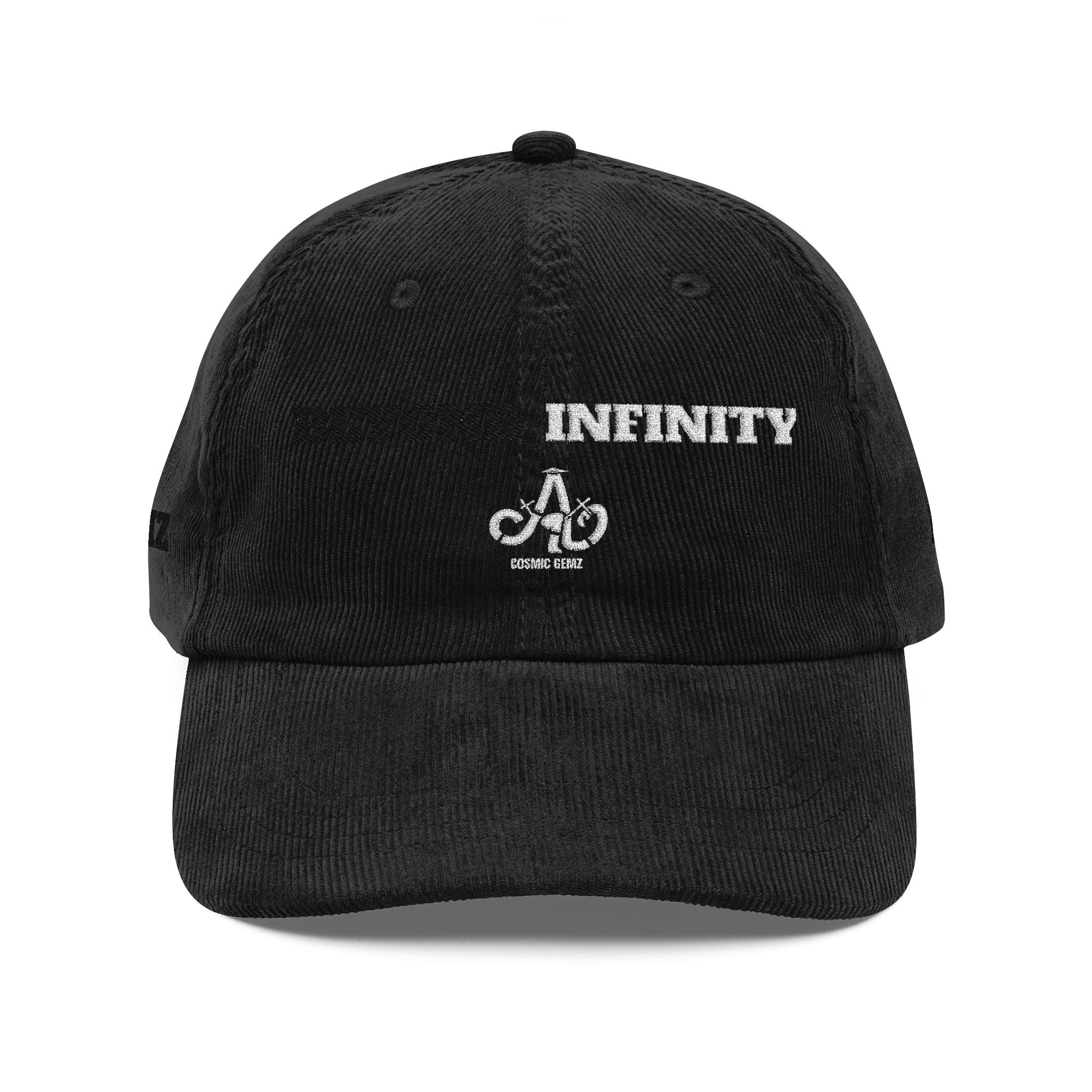 Vintage Corduroy Cap – Embroidered “Infinity” Logo Dad Hat