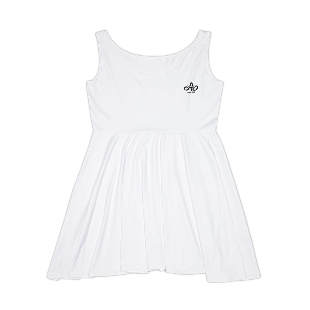 Queen Gemz White Skater Dress — Printed AOP Women's Fit