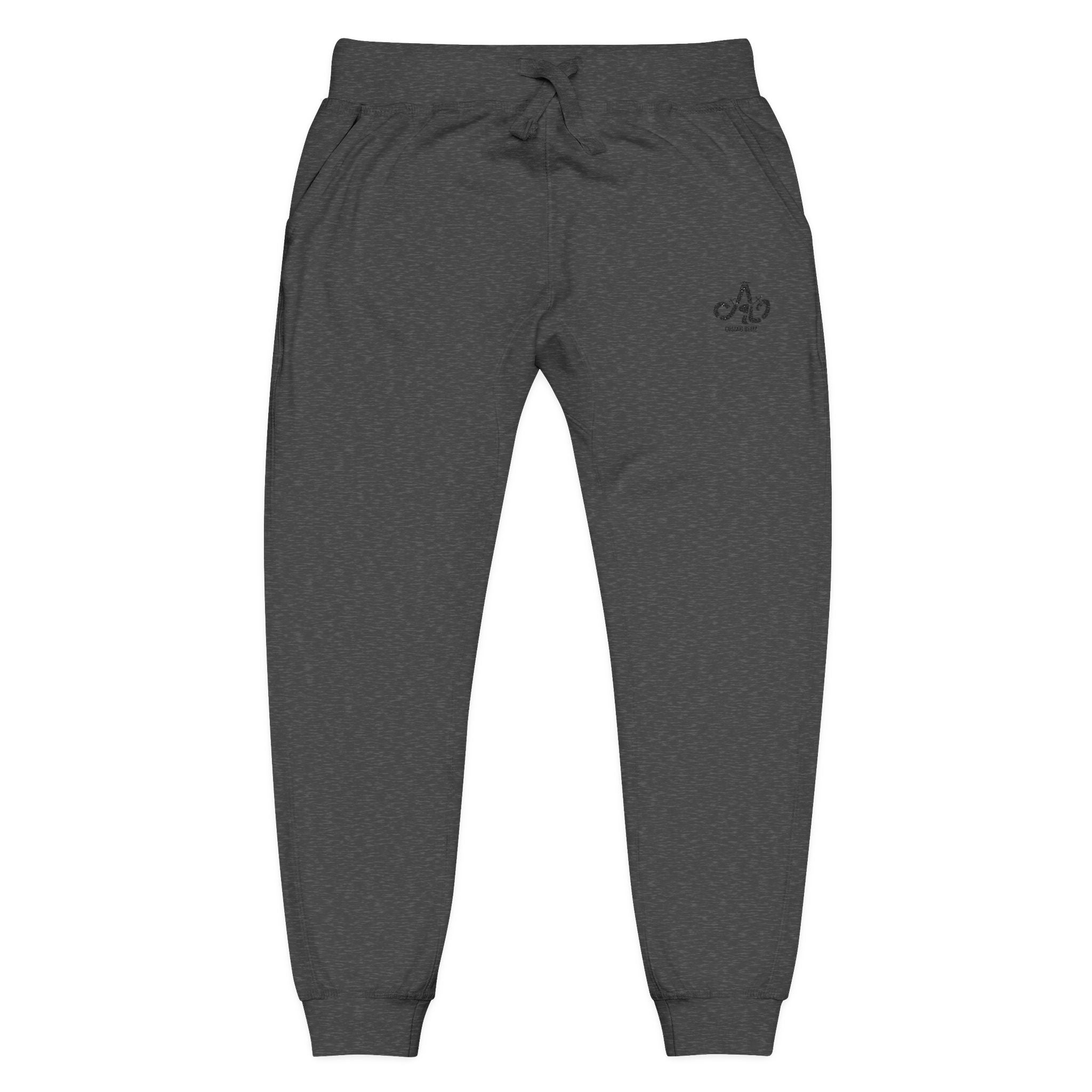 Embroidered Fleur Joggers — Minimal Monogram Fleece Sweatpants