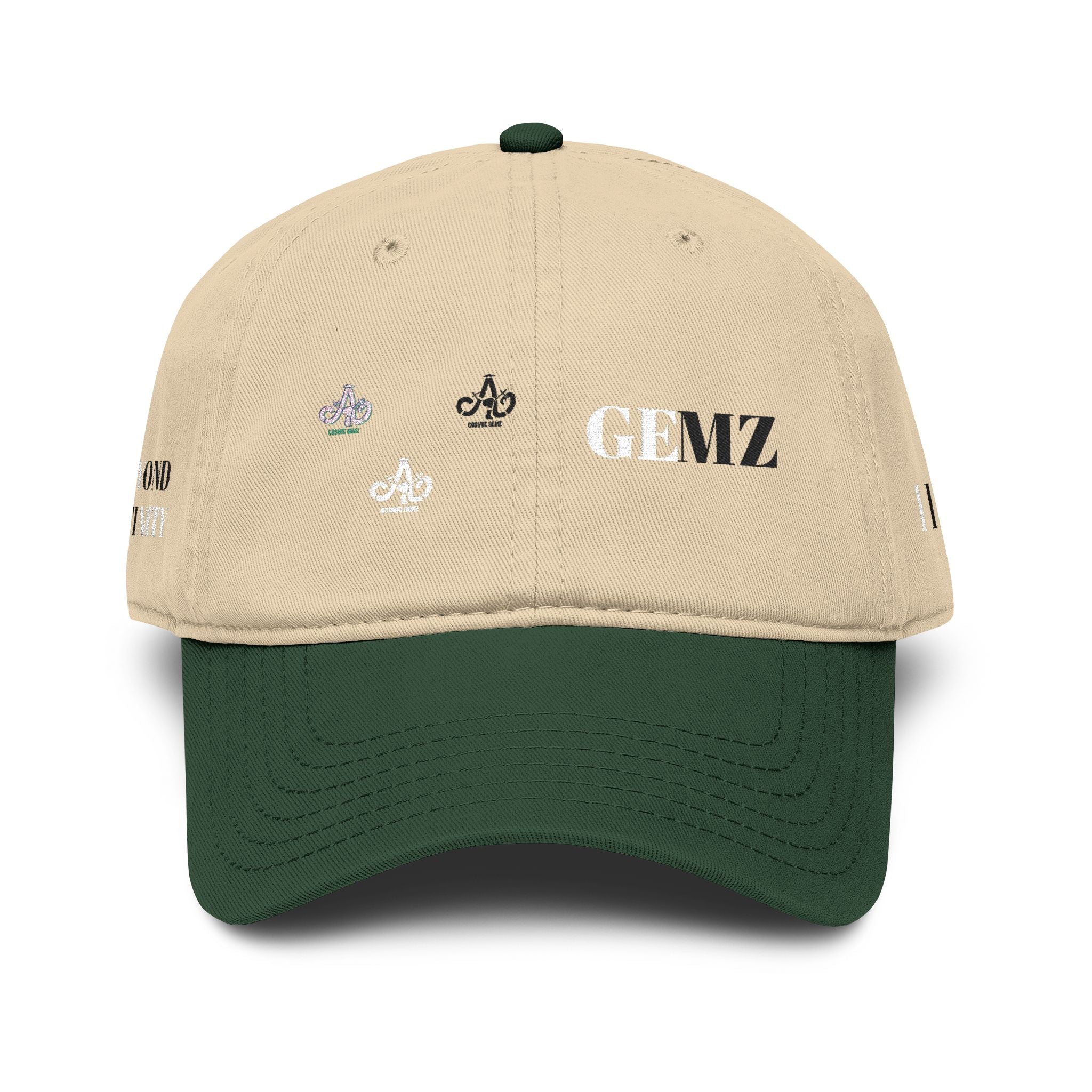 Washed Black Baseball Cap — Distressed 'GE' & Fleur-de-Lis Graphic Hat