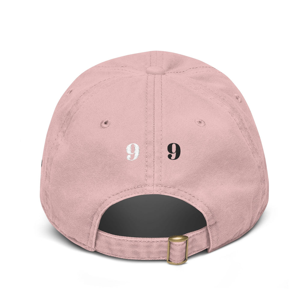 Washed Black Baseball Cap — Distressed 'GE' & Fleur-de-Lis Graphic Hat