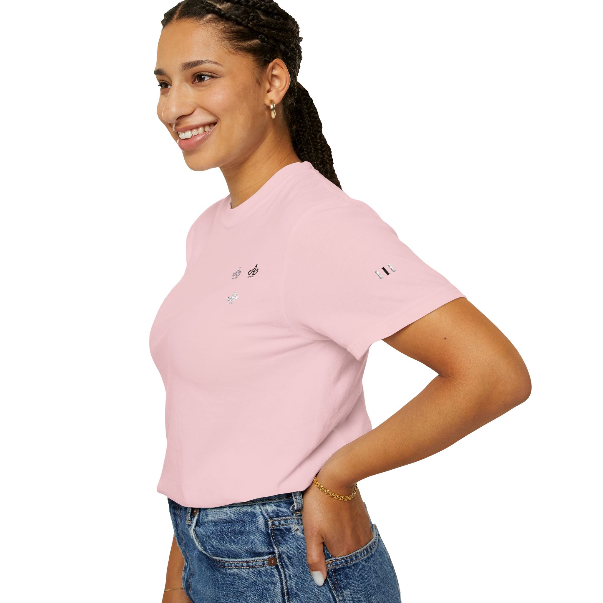 Minimal White T-Shirt with Small Floral Chest Embroidery