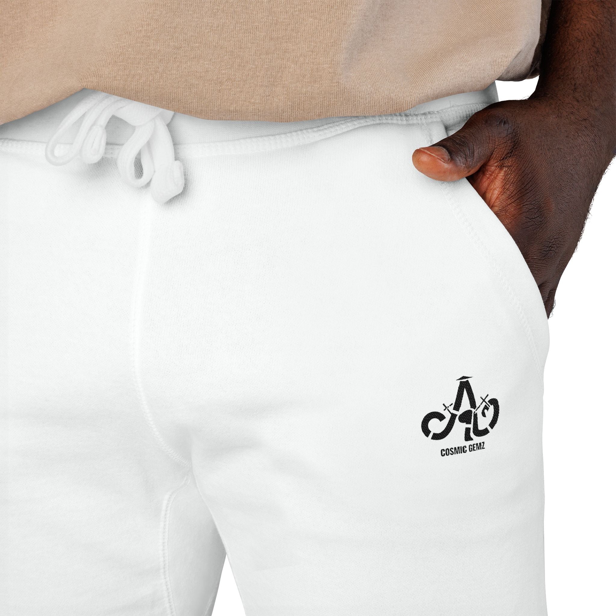 Embroidered Fleur Joggers — Minimal Monogram Fleece Sweatpants
