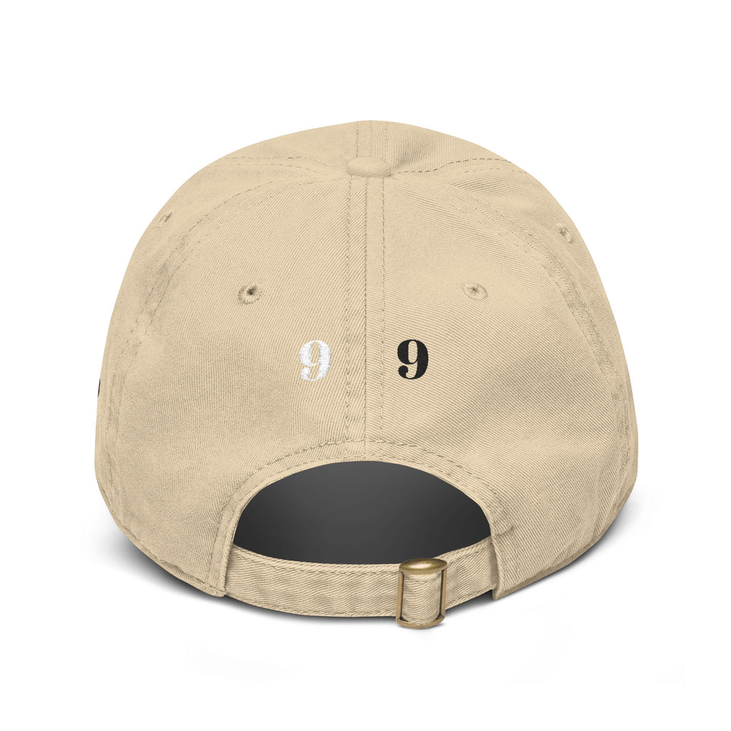 Washed Black Baseball Cap — Distressed 'GE' & Fleur-de-Lis Graphic Hat