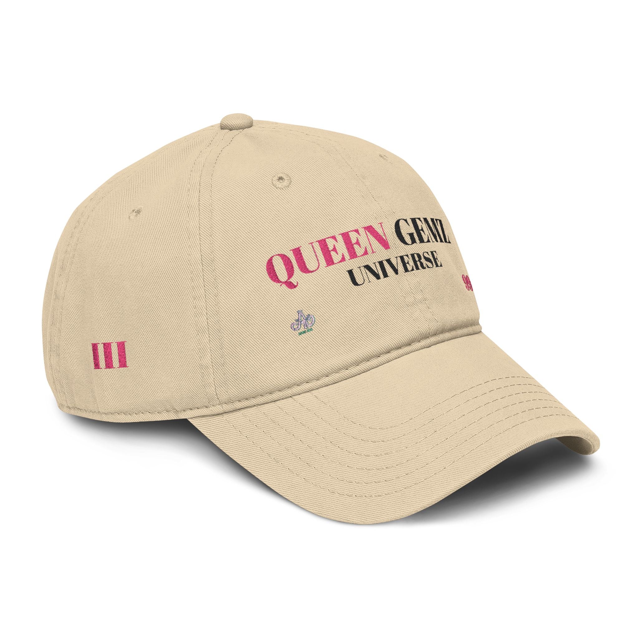 Queen Sewz Embroidered Washed Baseball Cap — Pink Accent Crown Hat