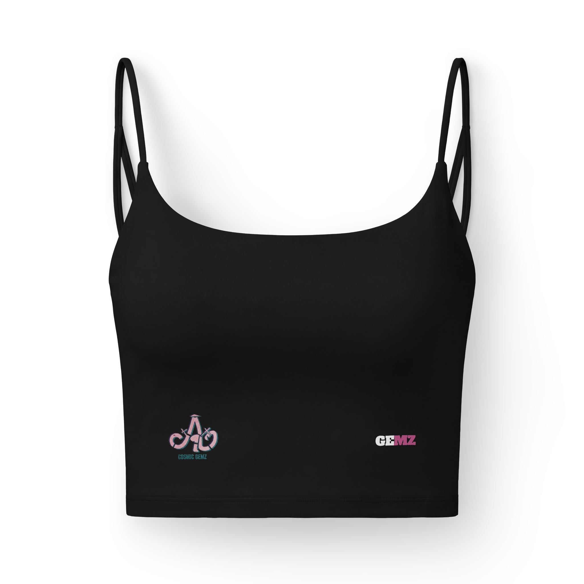 Women's Luxe Bra — 'Queen Gemz' Logo Crop Bralette (Black)