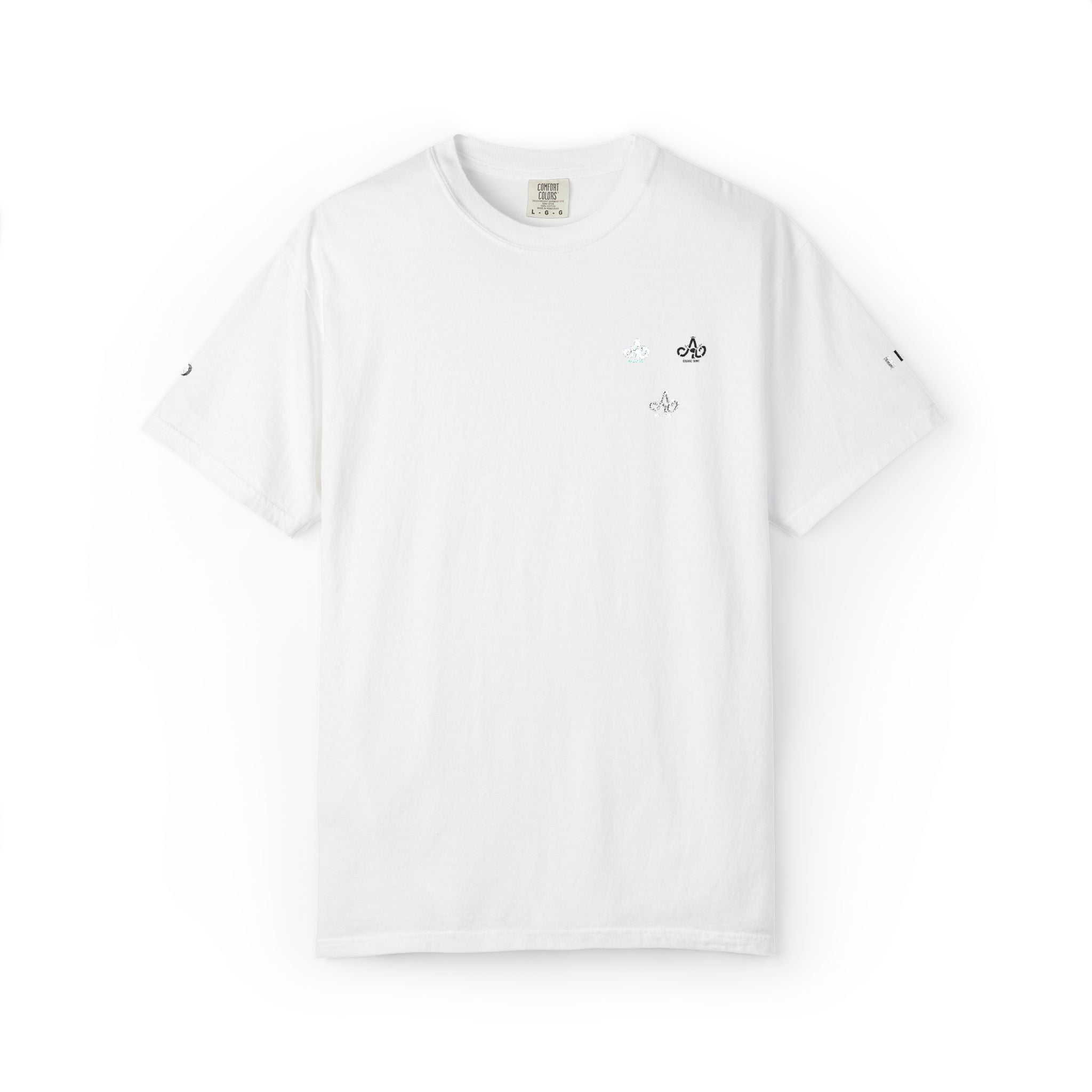 Minimal White T-Shirt with Small Floral Chest Embroidery