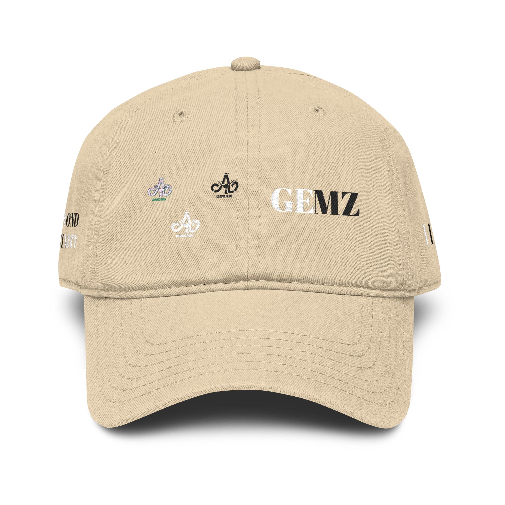 Washed Black Baseball Cap — Distressed 'GE' & Fleur-de-Lis Graphic Hat