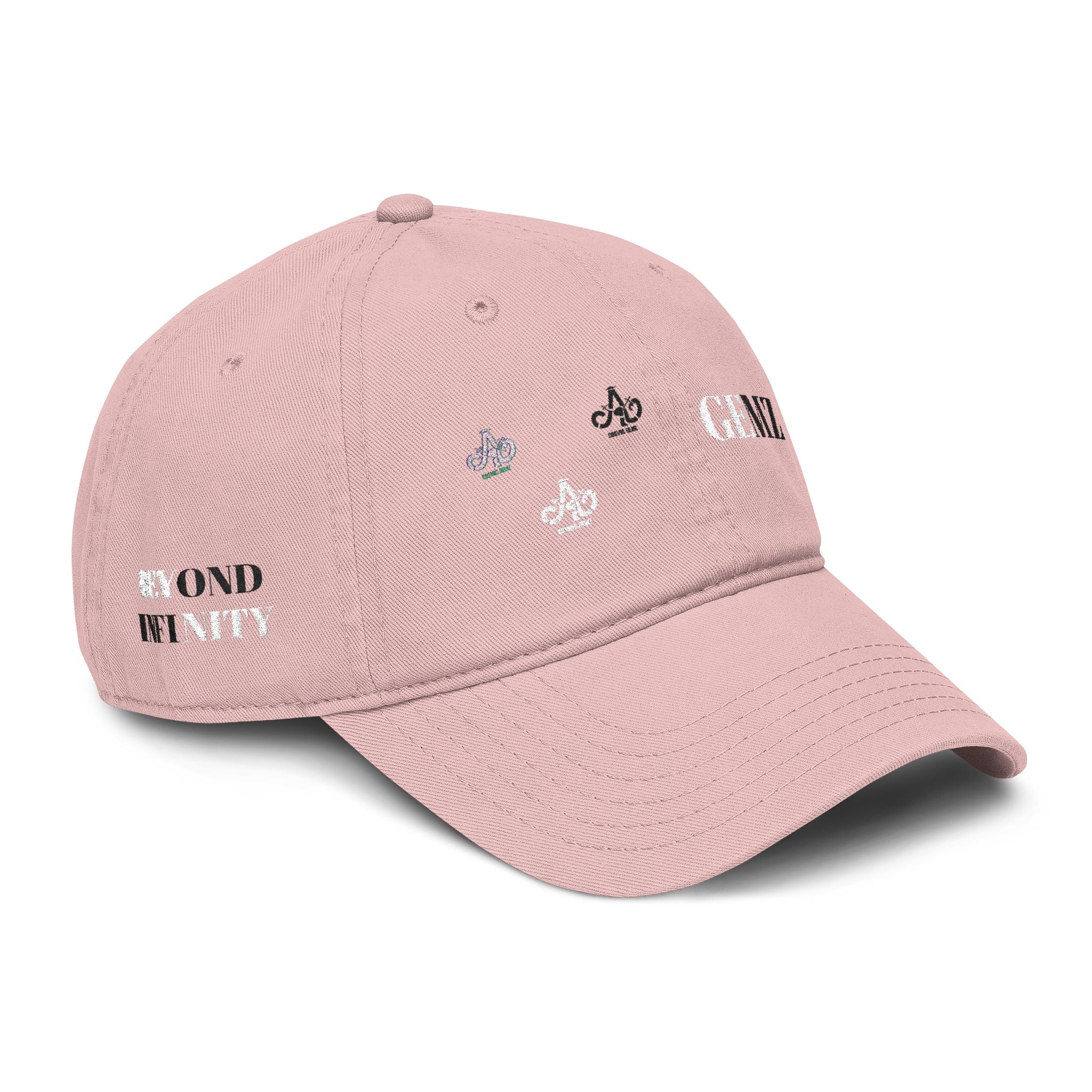 Washed Black Baseball Cap — Distressed 'GE' & Fleur-de-Lis Graphic Hat