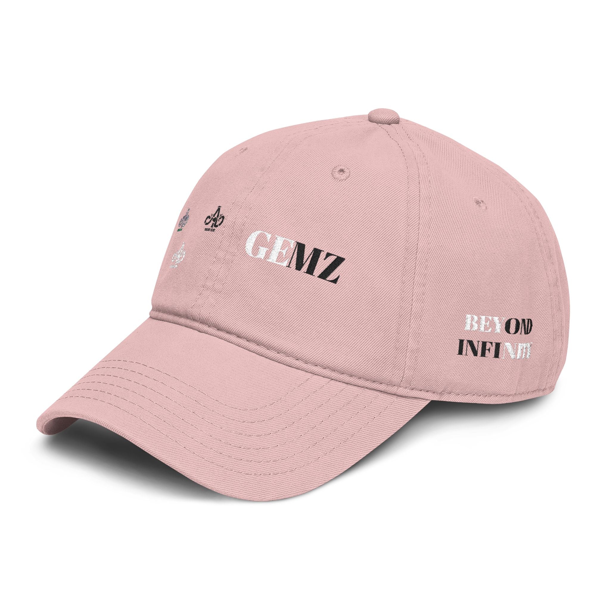 Washed Black Baseball Cap — Distressed 'GE' & Fleur-de-Lis Graphic Hat