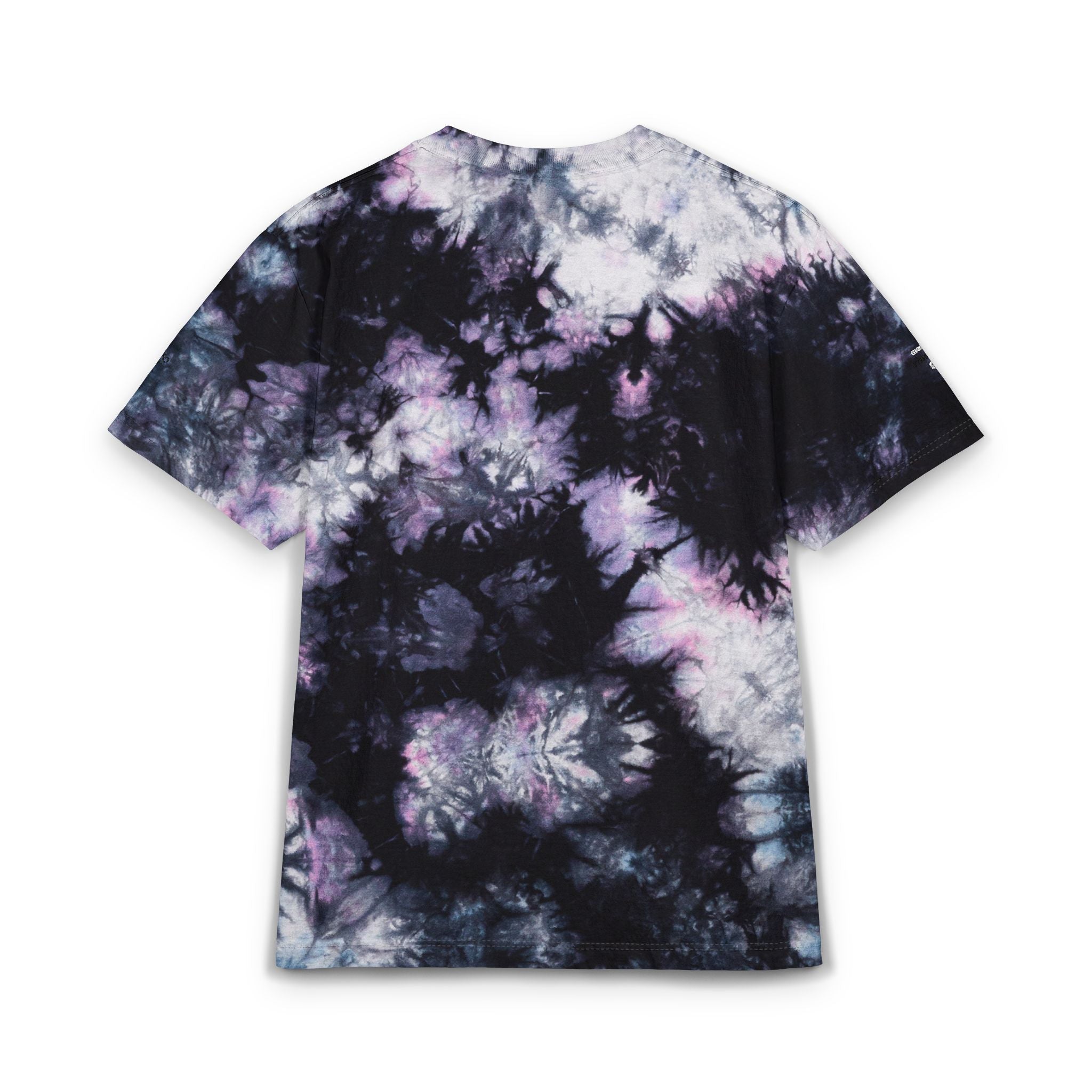 Embroidered 'Cosmic Gemz' Black & Gray Tie-Dye Oversized T-Shirt