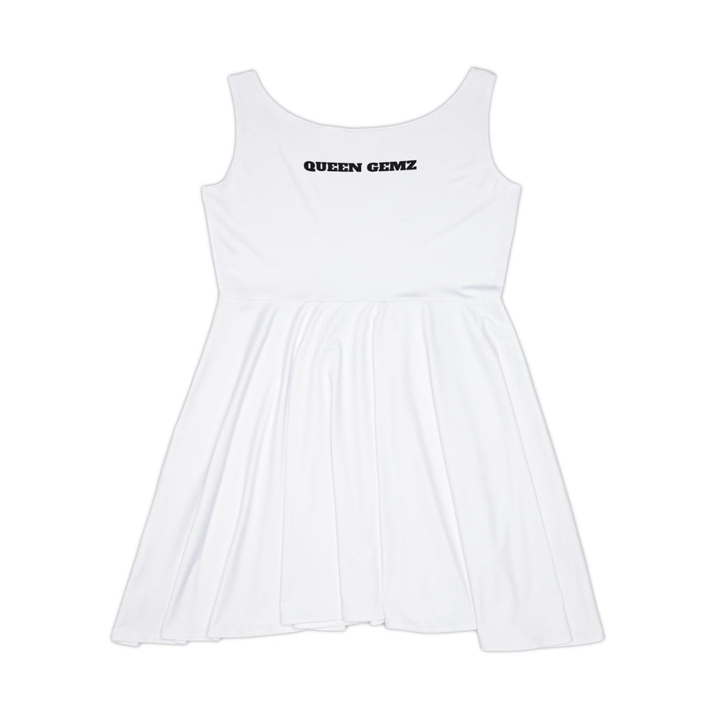 Queen Gemz White Skater Dress — Printed AOP Women's Fit
