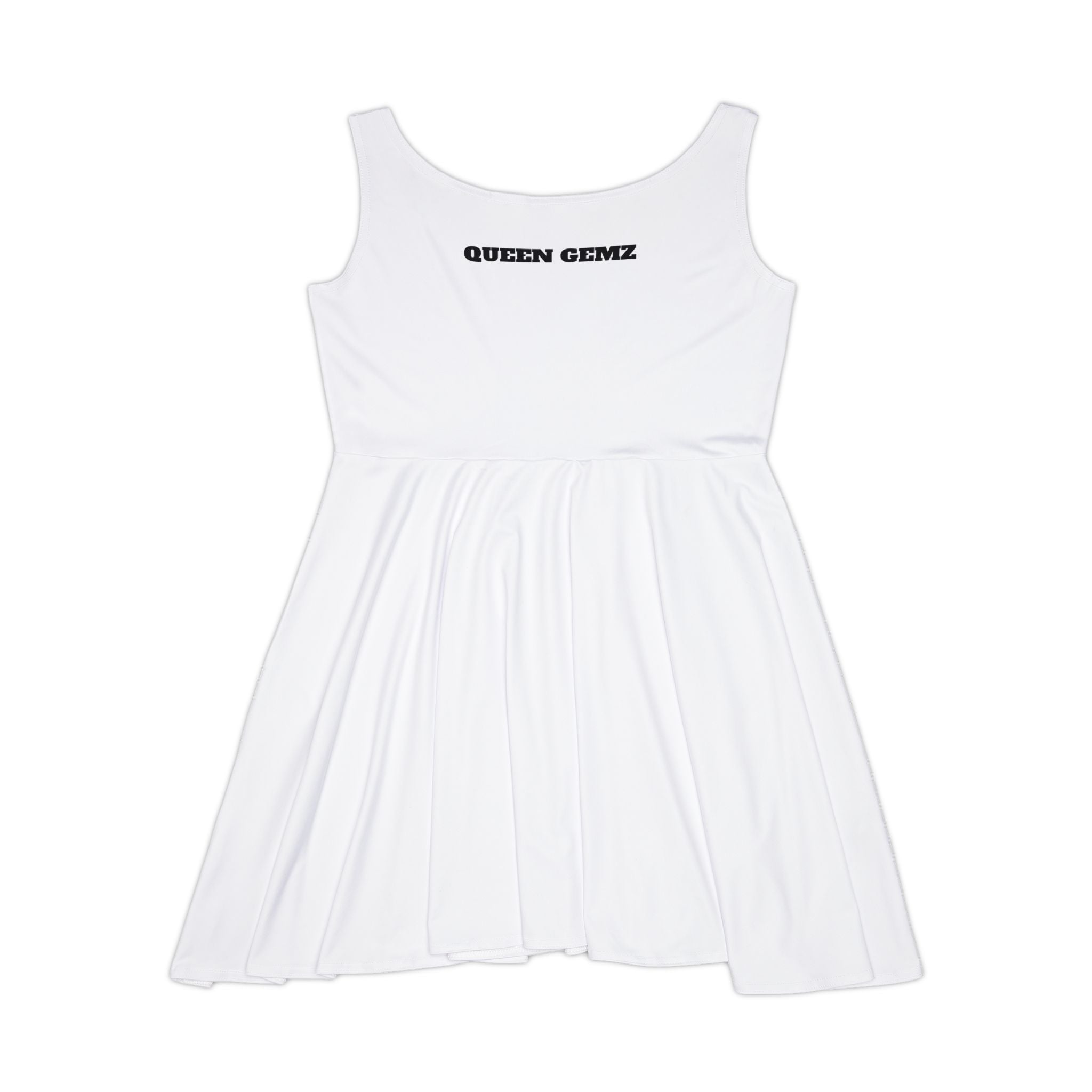 Queen Gemz White Skater Dress — Printed AOP Women's Fit