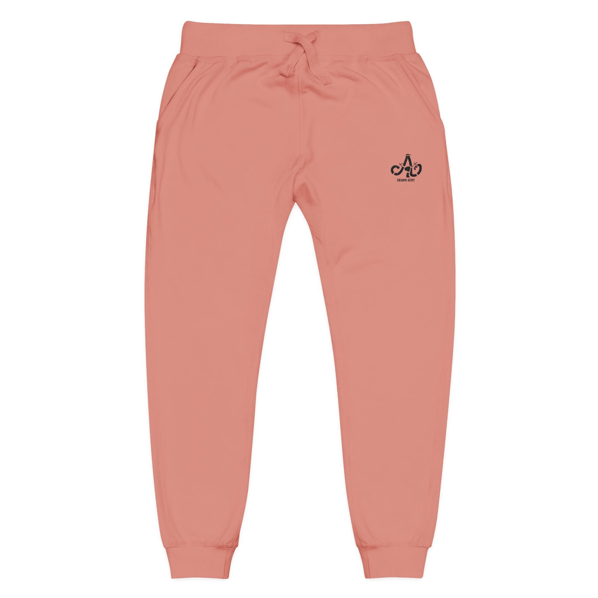 Embroidered Fleur Joggers — Minimal Monogram Fleece Sweatpants